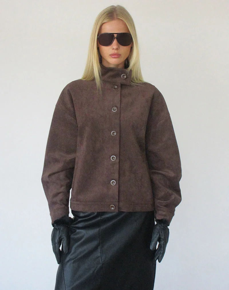 Veste Lastika en simili-daim marron foncé