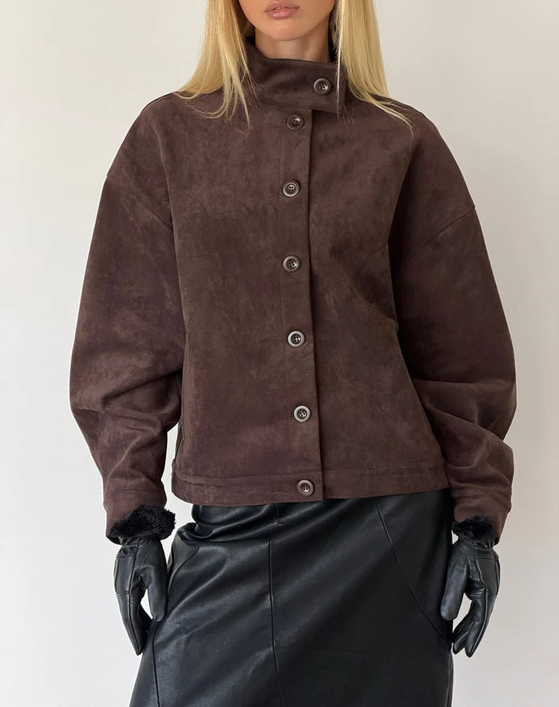Veste Lastika en simili-daim marron foncé