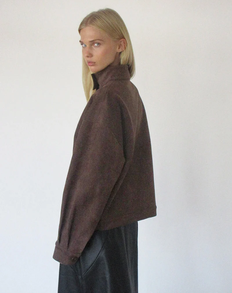 Veste Lastika en simili-daim marron foncé