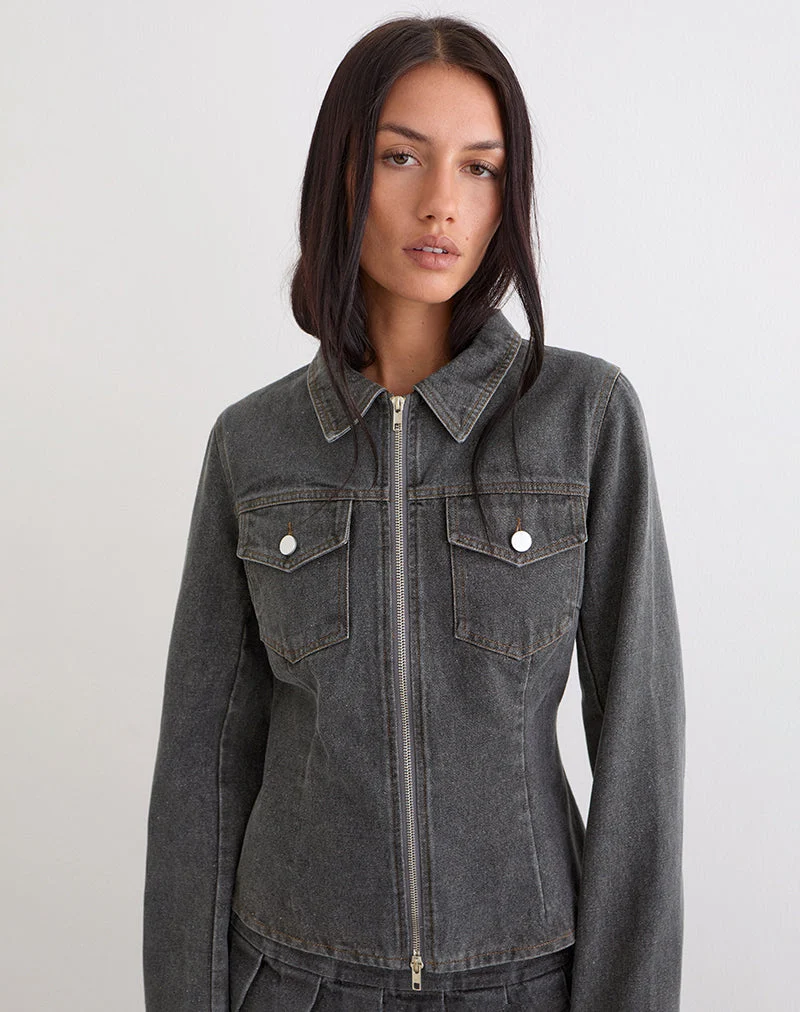 Veste Rohana en denim gris délavé