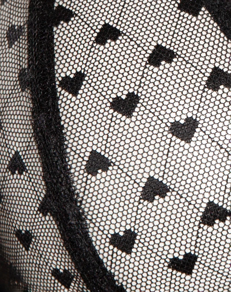 Soutien-gorge Yandri en dentelle noire avec broderie en forme de cœur