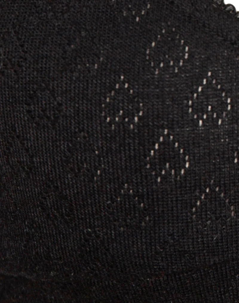 Soutien-gorge Yanas en pointelle noir avec bordures à volants