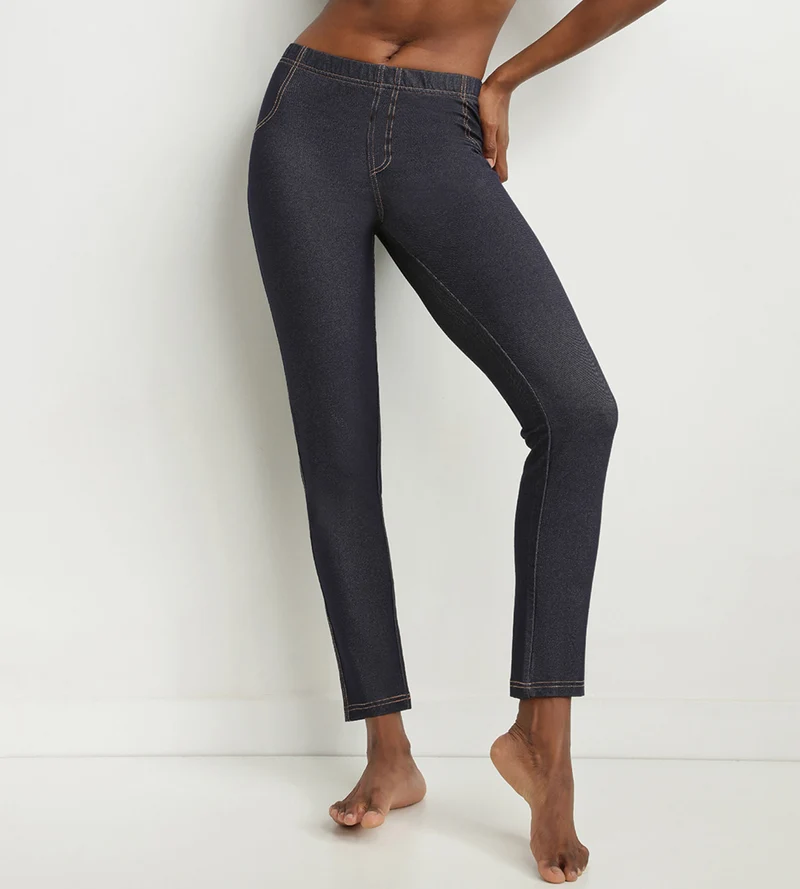 Legging femme effet jean Bleu Marine avec poches Dim Relax & Go