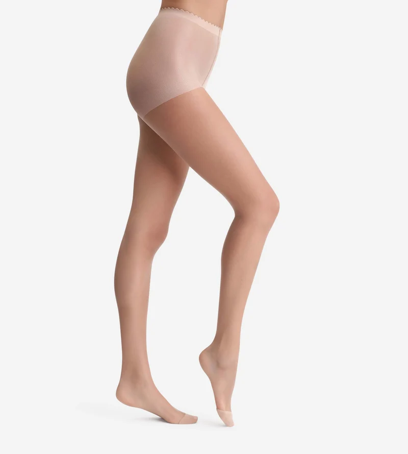 Collant voile transparent beige éclat effet nude Body Touch Dim 17D