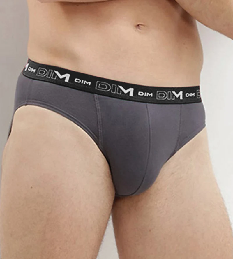 Lot de 3 slips gris, rouge chili et noir Coton Stretch