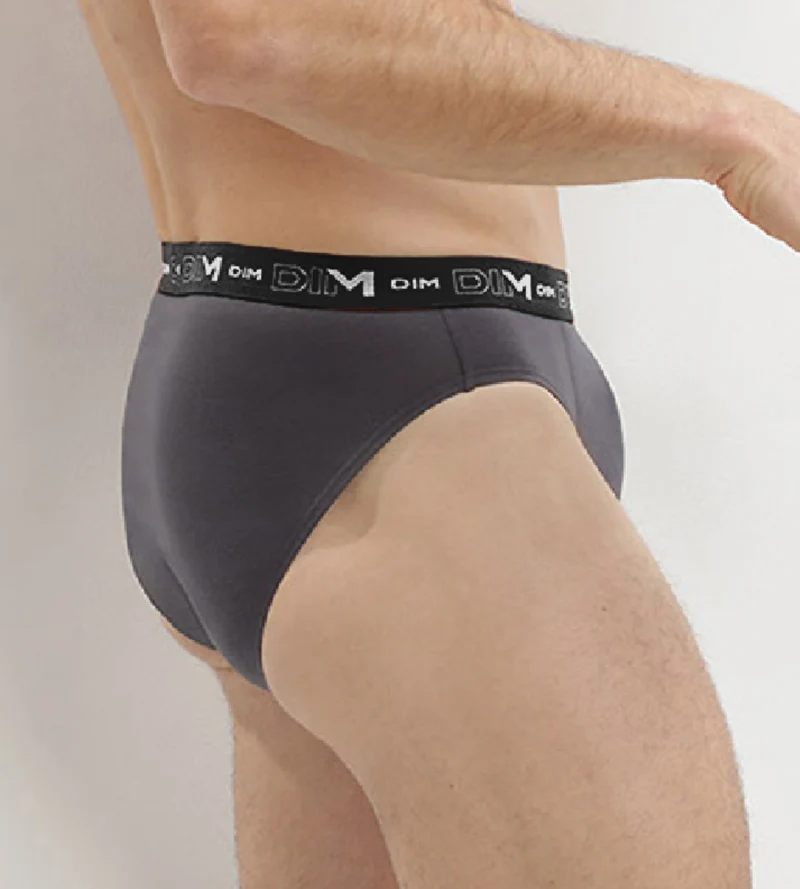 Lot de 3 slips gris, rouge chili et noir Coton Stretch
