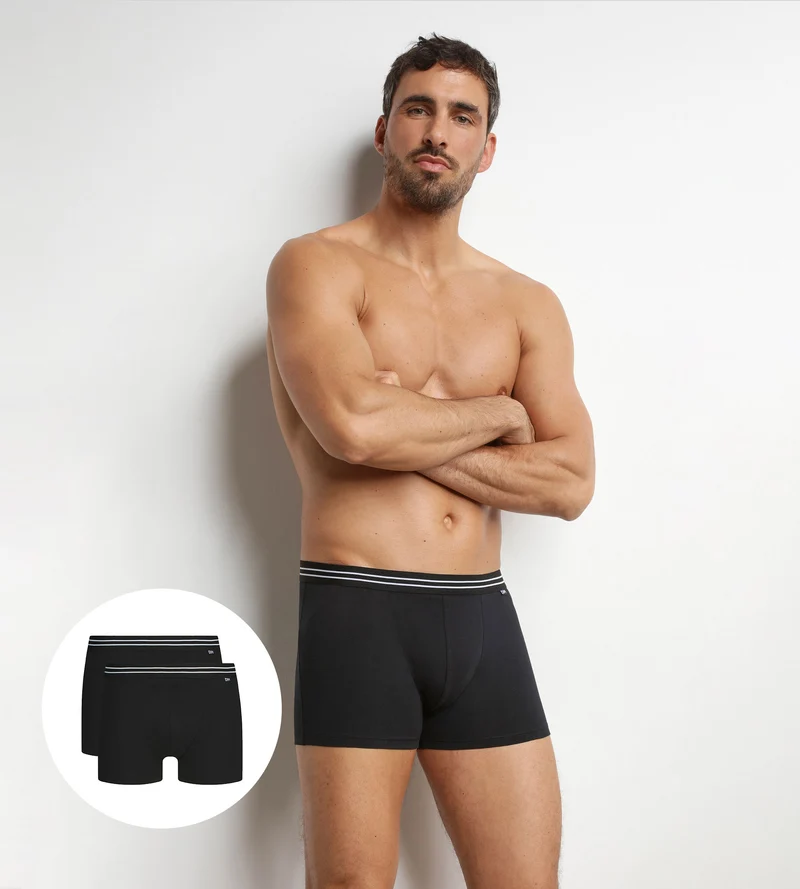 Lot de 2 boxers homme en coton stretch Noir EcoDim