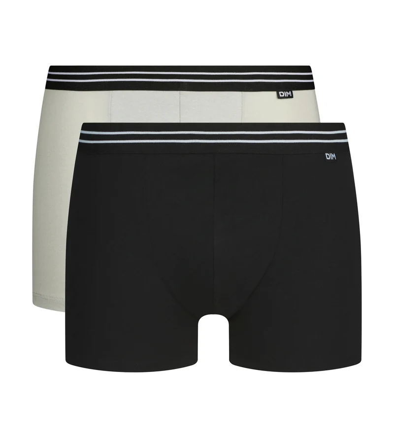 Lot de 2 boxers homme en coton stretch Noir Gris EcoDim