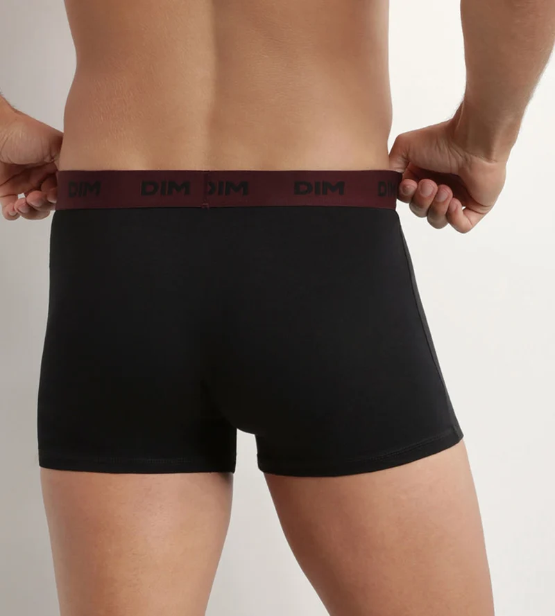 Lot de 3 boxers homme noir ceinture colorée Raisin Mix & Colors