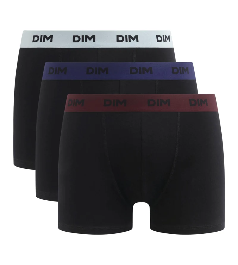 Lot de 3 boxers homme noir ceinture colorée Raisin Mix & Colors