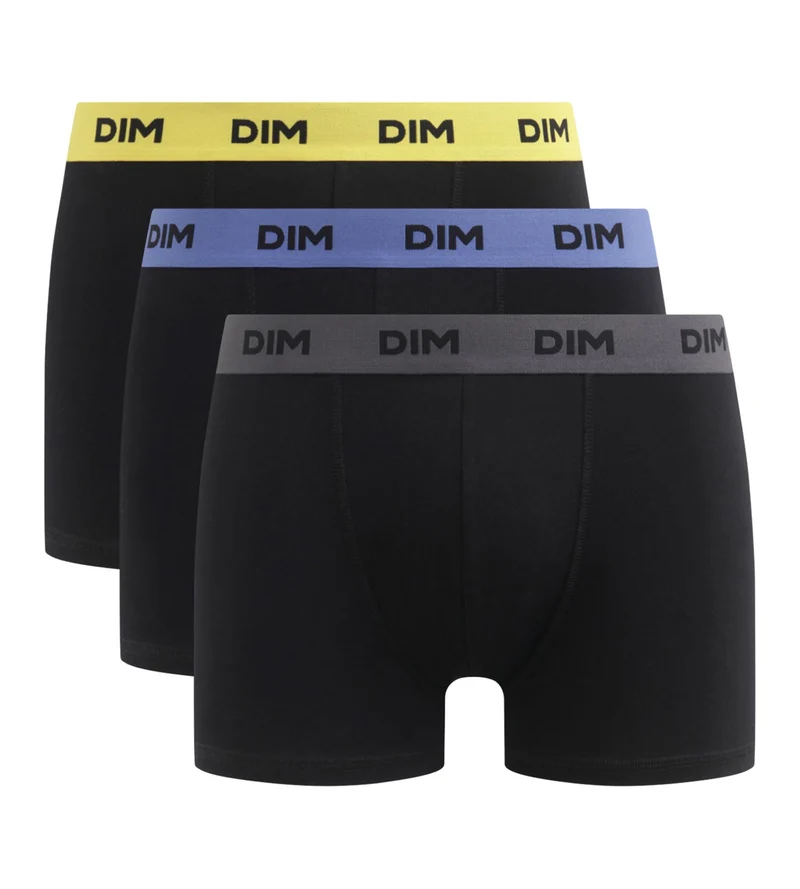 Lot de 3 boxers homme noir ceinture colorée Mimosa Lila Mix & Colors