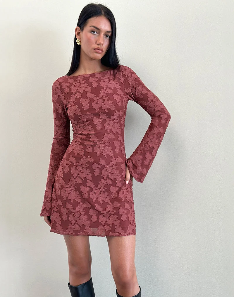 Robe Sevila en maille brunie marron