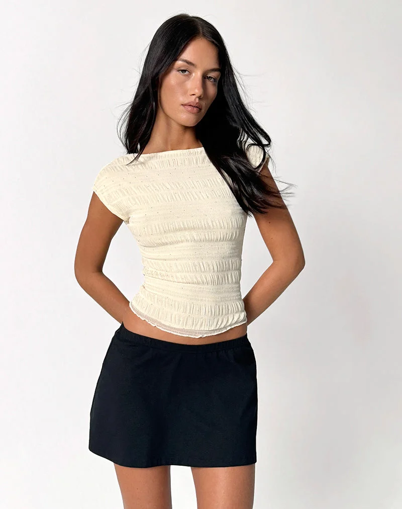 Erika Top dos nu en maille pailletée ivoire