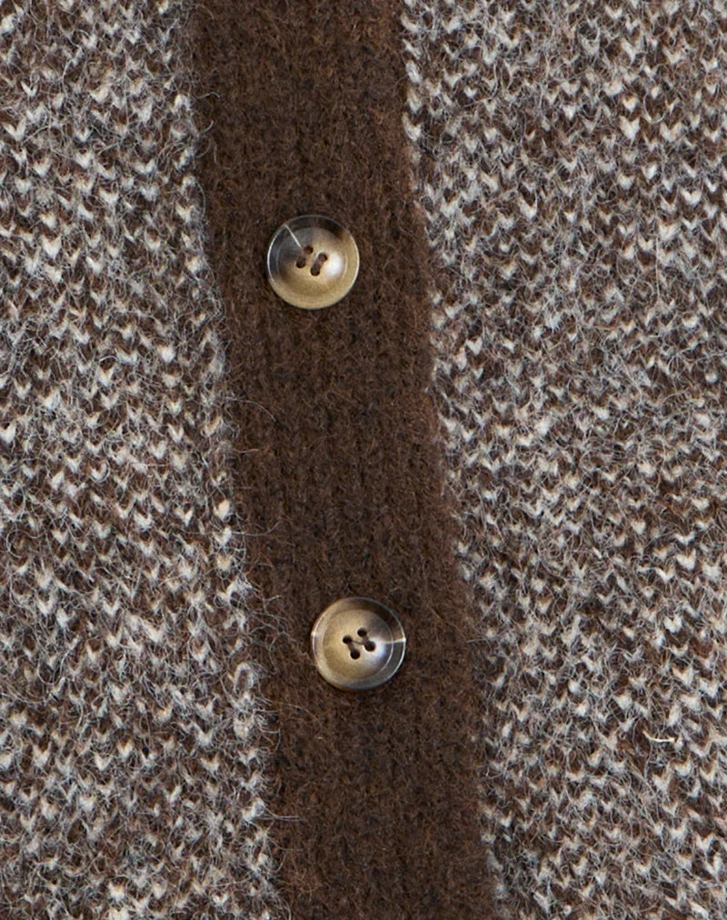 Cardigan en maille surdimensionné Ura en brun et crème