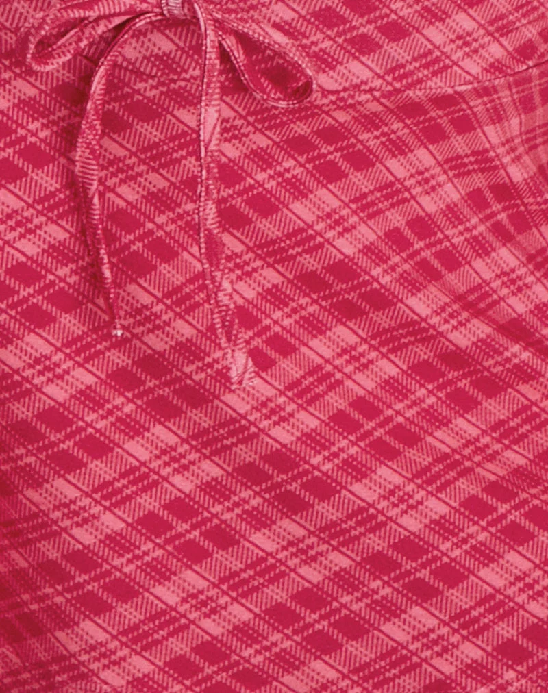 Micro-jupe-short Saeko, motif à carreaux inclinés, rose