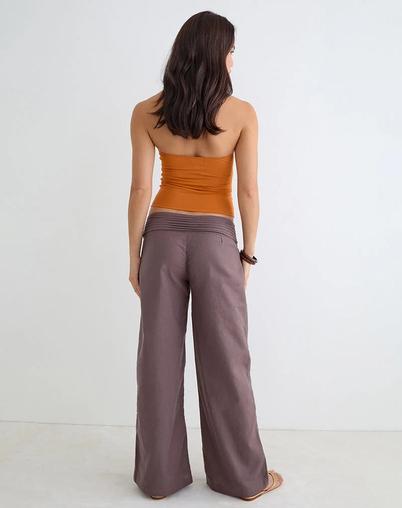 Pantalon Sadasi en lin taupe foncé