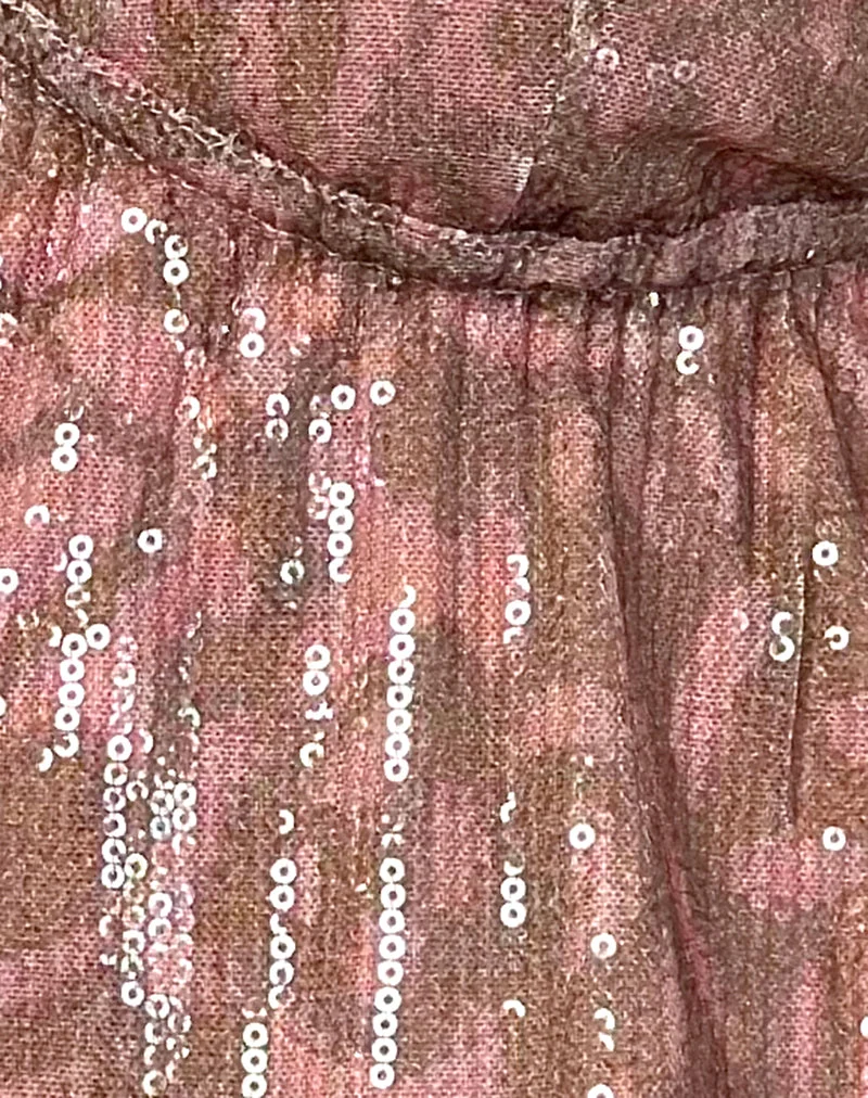 Rokudo - Top dos nu en boho batik à paillettes rose