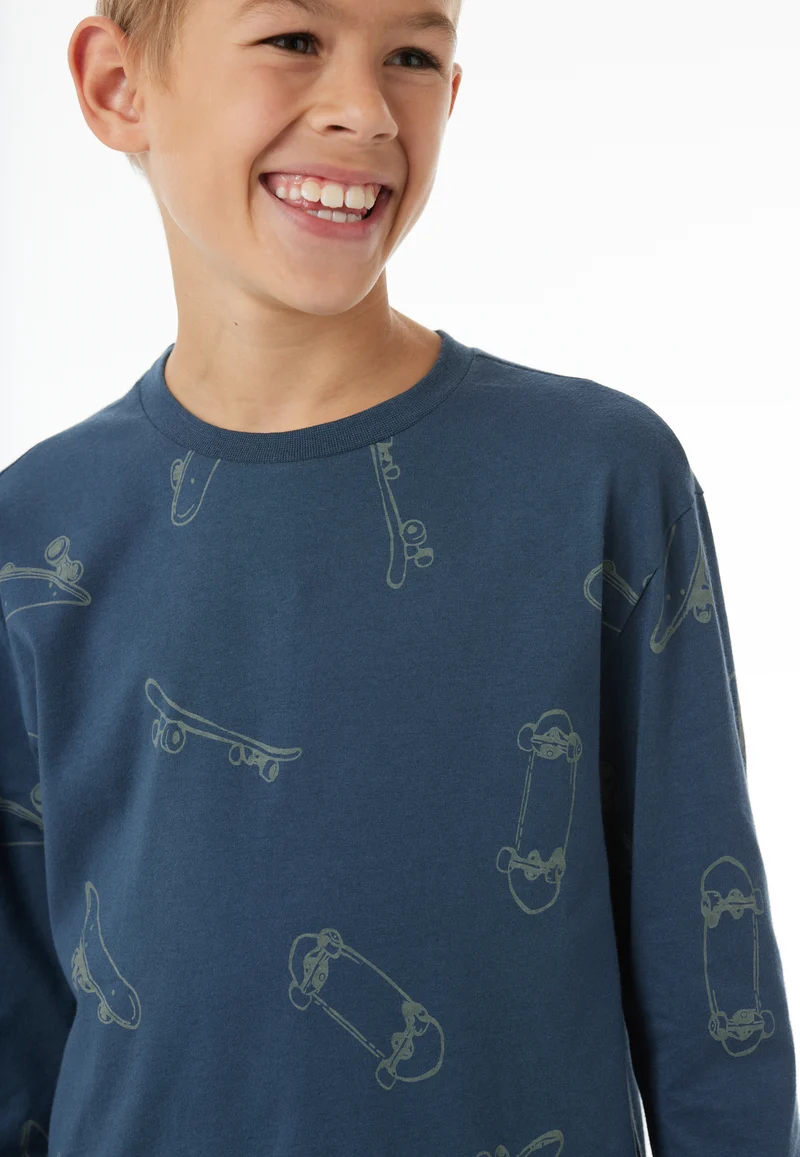 Schlafanzug mit Bündchen Dunkelblau gemustert - Nightwear