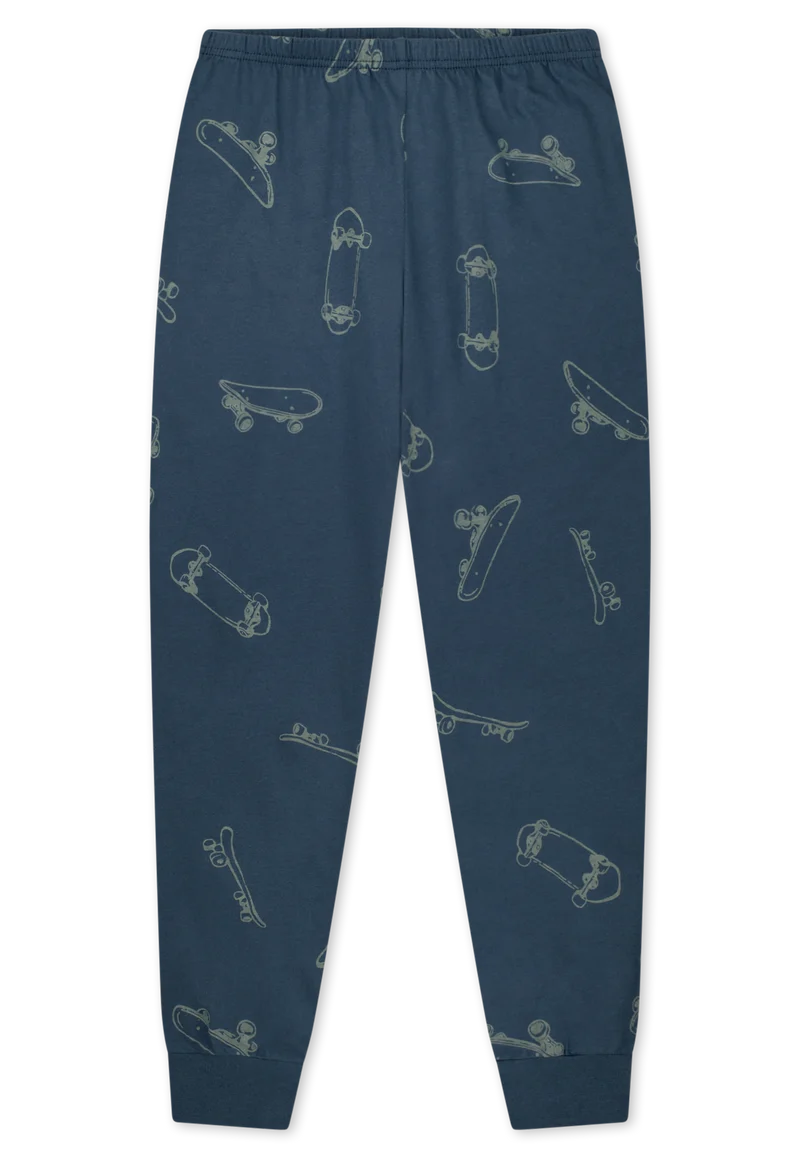 Schlafanzug mit Bündchen Dunkelblau gemustert - Nightwear
