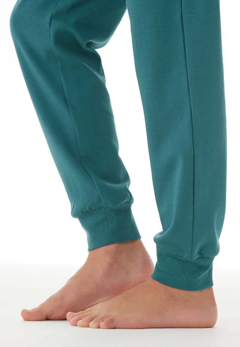 Schlafanzug mit Bündchen Petrol/Off-White gestreift - Nightwear