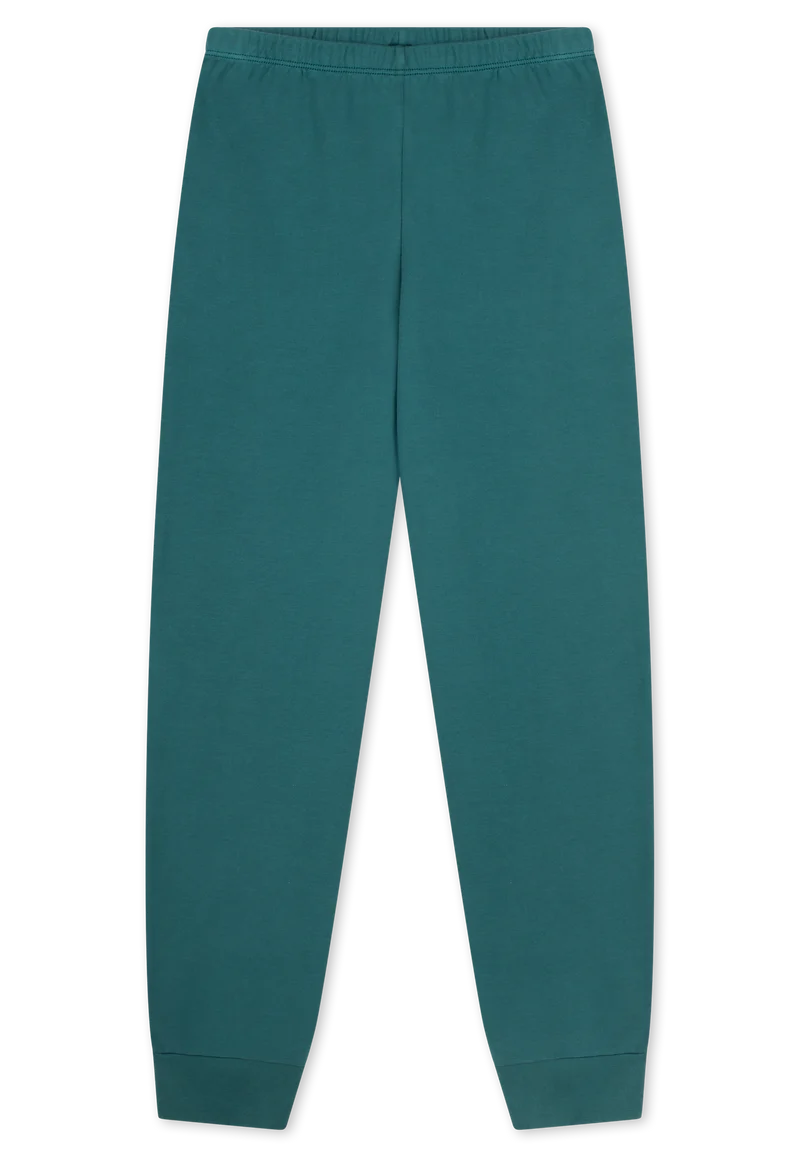 Schlafanzug mit Bündchen Petrol/Off-White gestreift - Nightwear