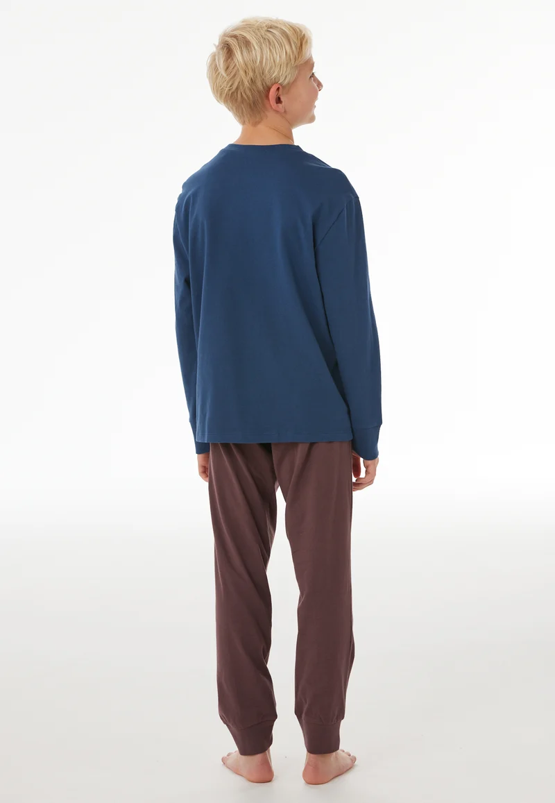 Schlafanzug mit Bündchen Blau/Bordeaux - Nightwear