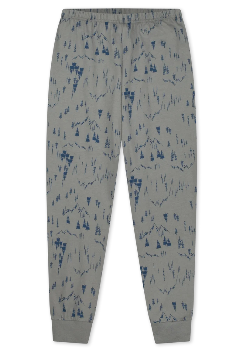 Schlafanzug mit Bündchen Blau/Grau gemustert - Nightwear