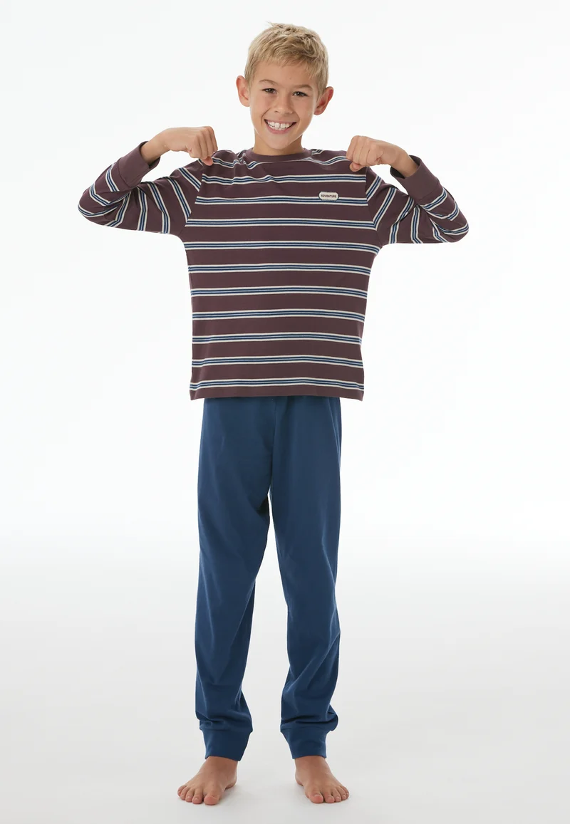 Schlafanzug mit Bündchen Bunt gestreift - Nightwear
