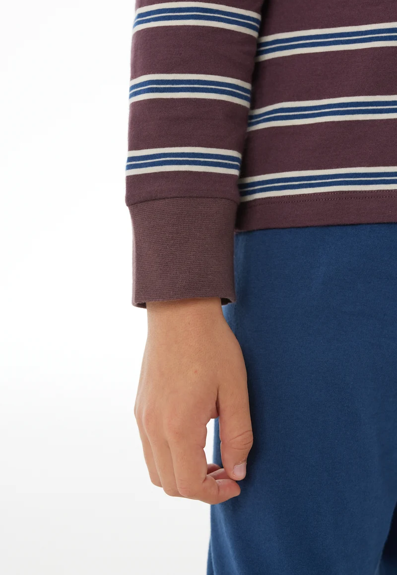 Schlafanzug mit Bündchen Bunt gestreift - Nightwear