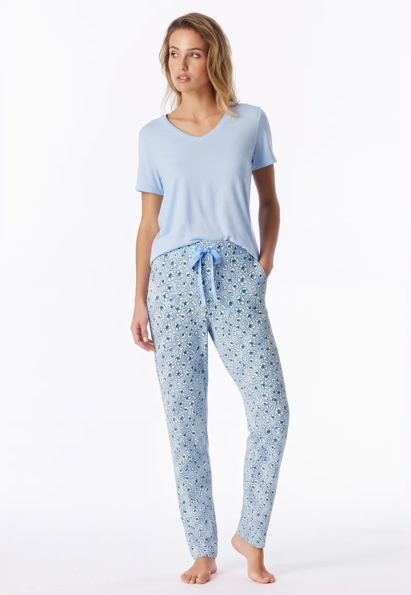 Hose mit Bündchen Blau gemustert - Mix+Relax