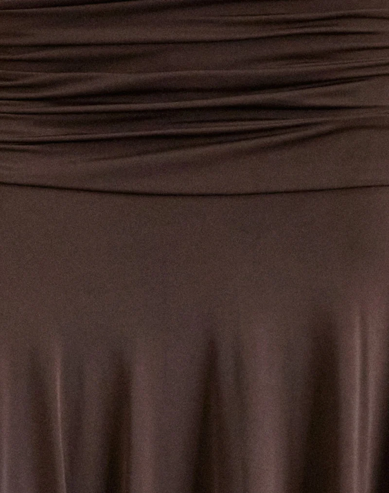 Jupe midi Delta, chocolat fluide