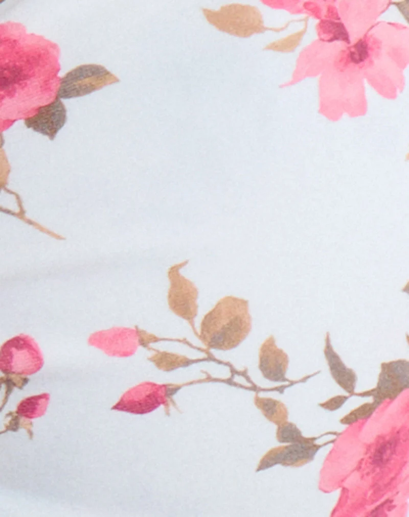 Haut de bikini Laufey blanc à motif floral rose