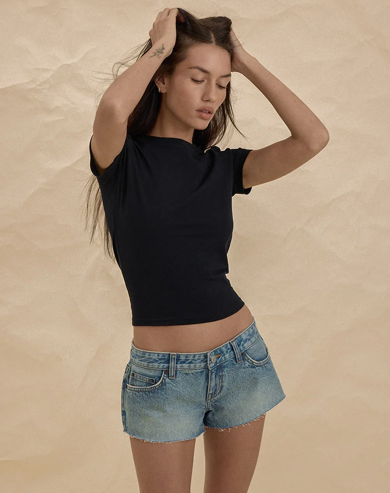 Short micro en denim bleu vintage
