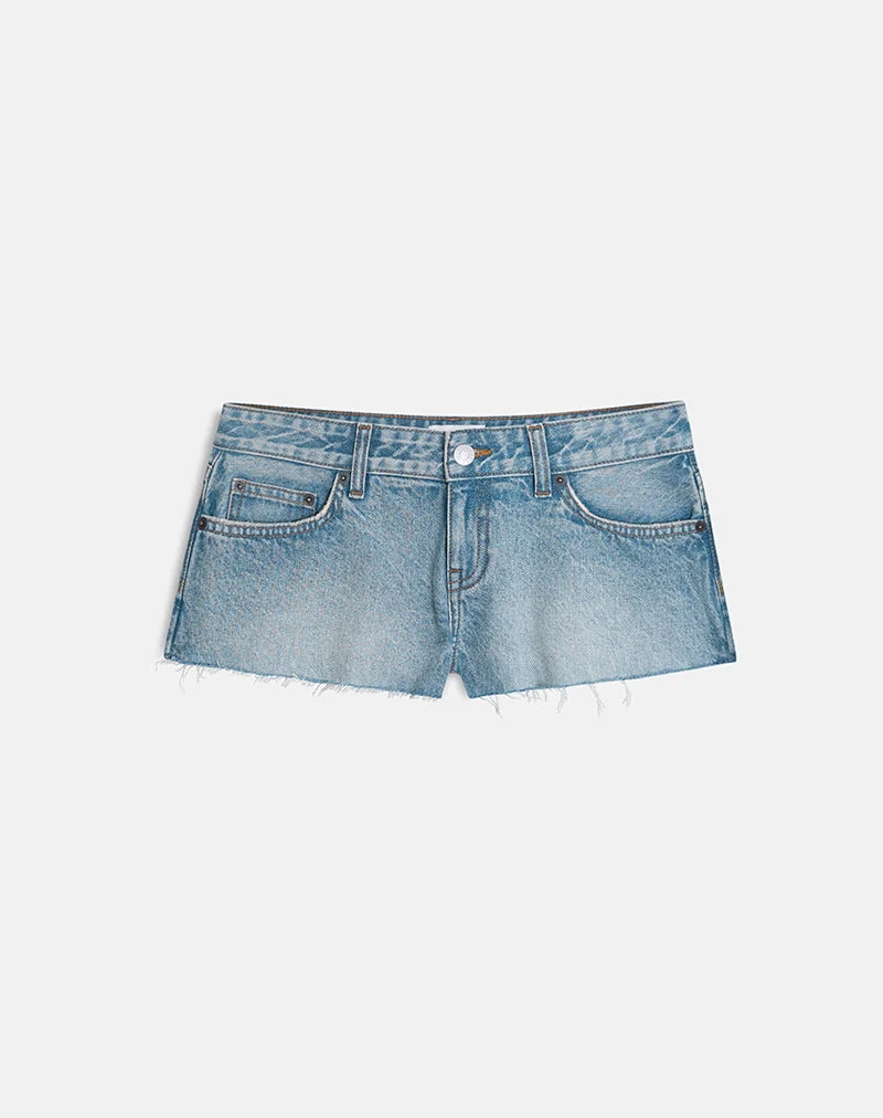 Short micro en denim bleu vintage
