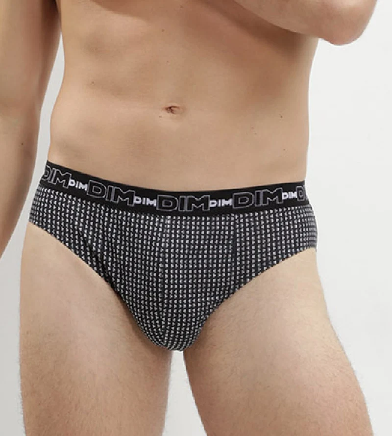 Lot de 3 slip homme en coton avec imprimé cube Gris Dim Coton Print