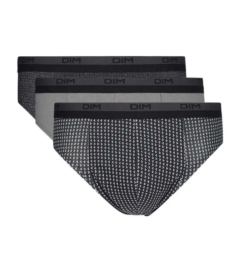 Lot de 3 slip homme en coton avec imprimé cube Gris Dim Coton Print