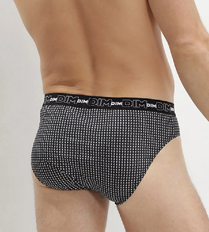 Lot de 3 slip homme en coton avec imprimé cube Gris Dim Coton Print