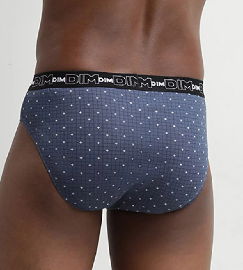 Lot de 3 slip homme en coton à imprimés croix Bleu Dim Coton Print