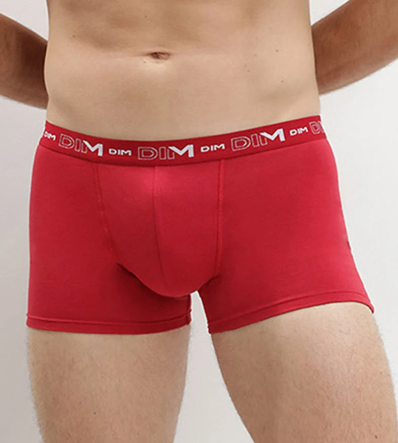Lot de 3 boxers homme bleu denim rouge topaze acier Coton Stretch