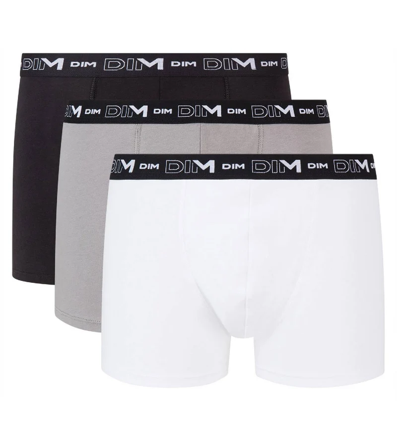 Lot de 3 boxers noir, gris et blanc Homme en coton stretch