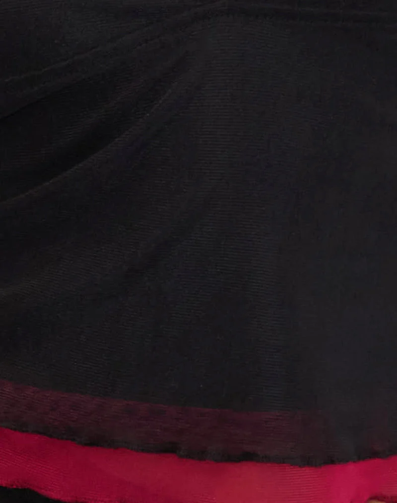 Kubra Halterneck Top in Mesh Black and Red (Top dos nu en maille noir et rouge)