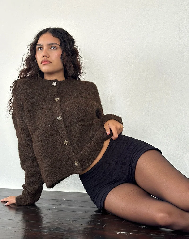 Caraco en tricot texturé Luciana, marron foncé