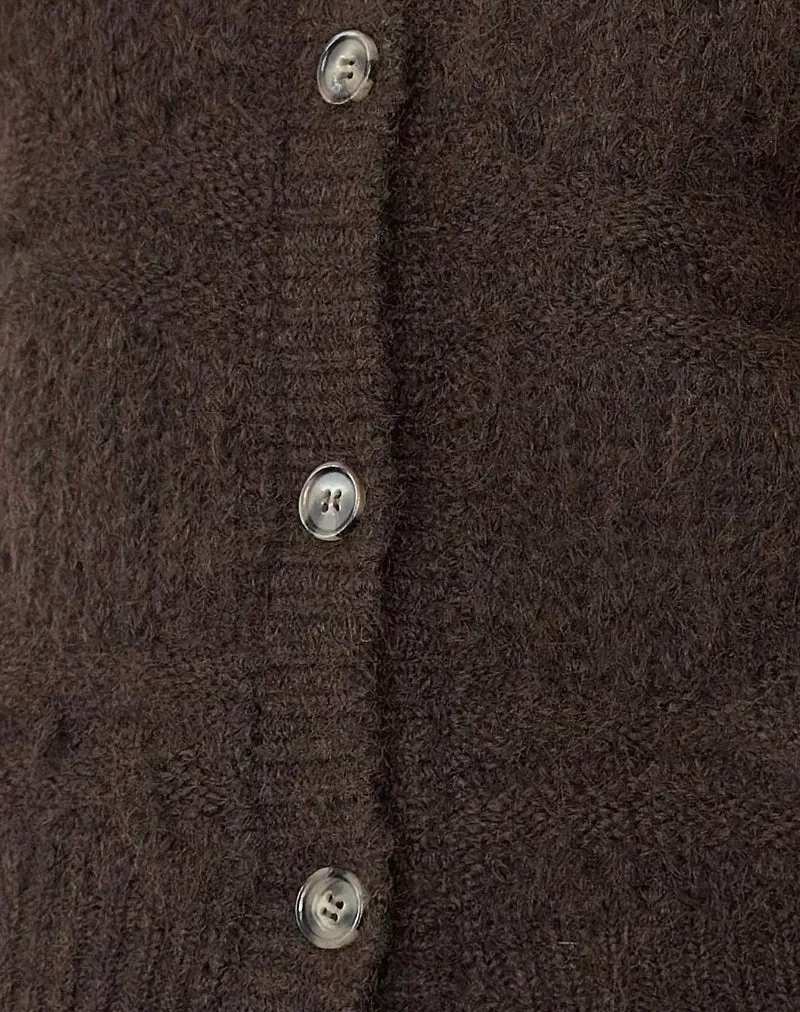 Caraco en tricot texturé Luciana, marron foncé