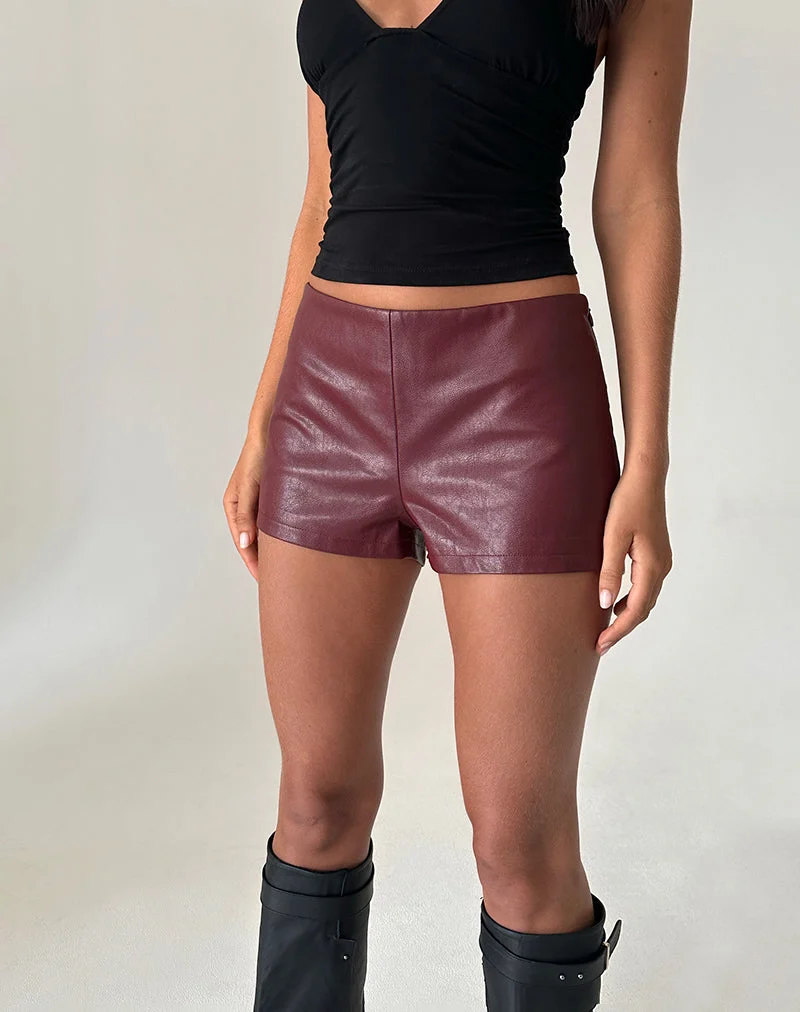 Sanne Hot Pants en PU Burgundy