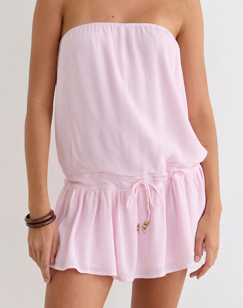 Robe Moka Mini rose pâle froissé