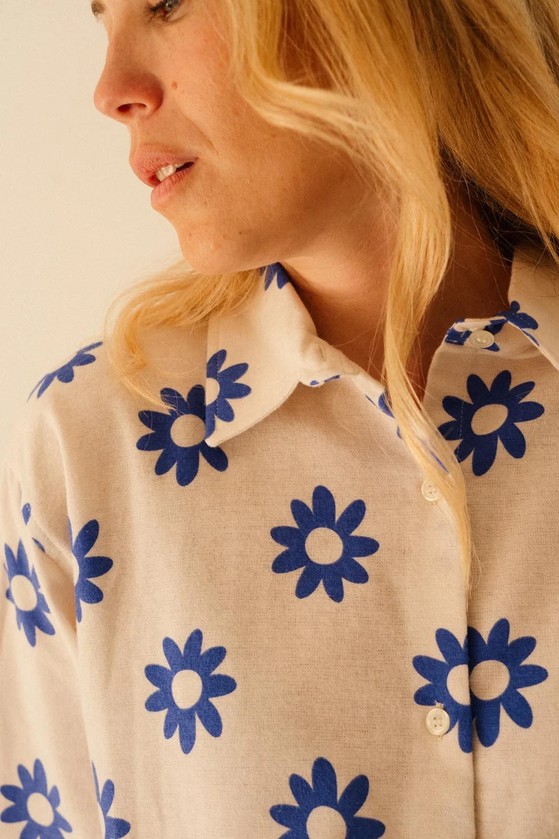 Pyjama Long Flanelle - Dahlia Bleu Klein