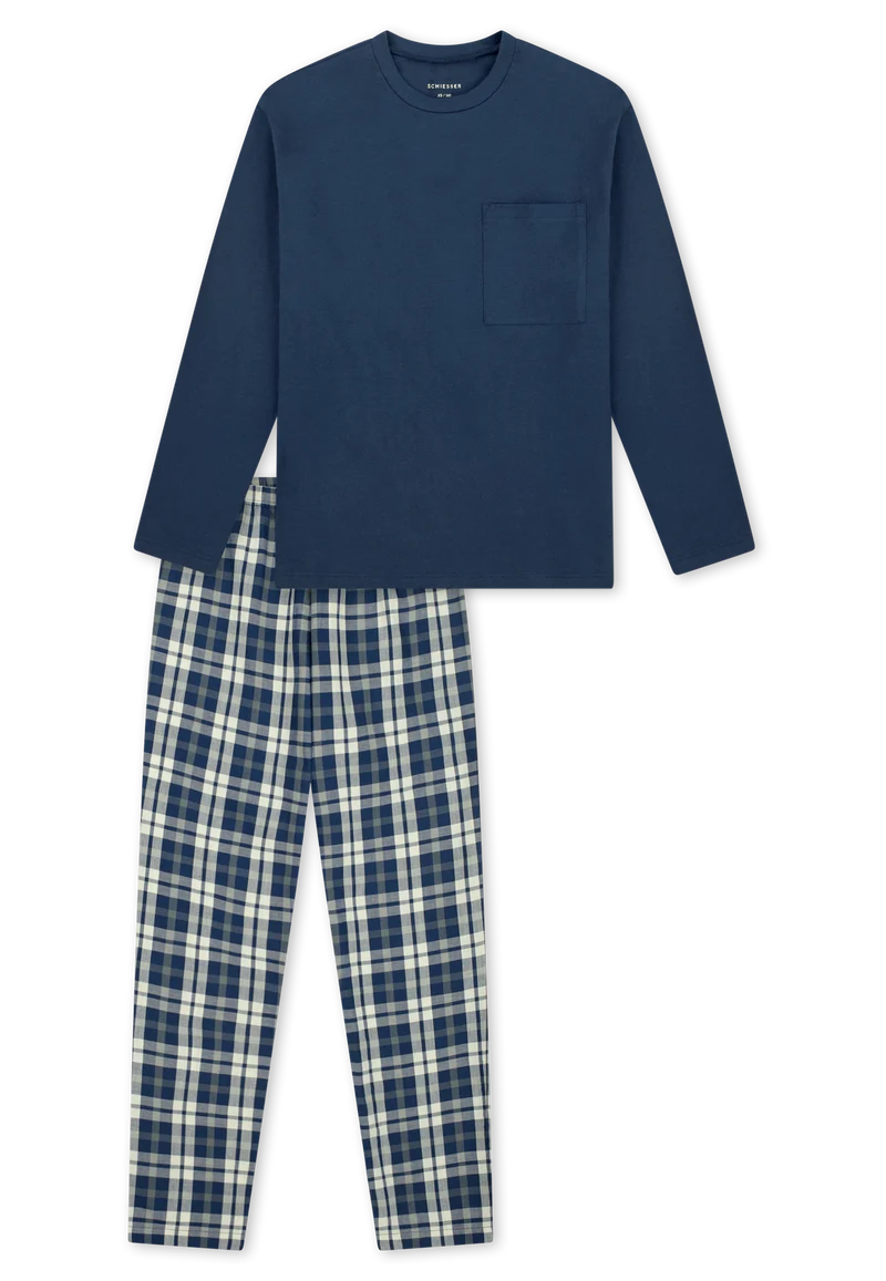 Schlafanzug Blau/Weiss kariert - Nightwear