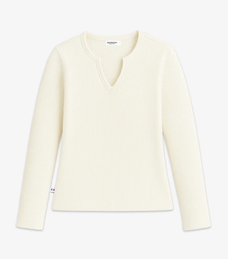 Ensemble Maille Côtelée Femme Ecru - Intemporel