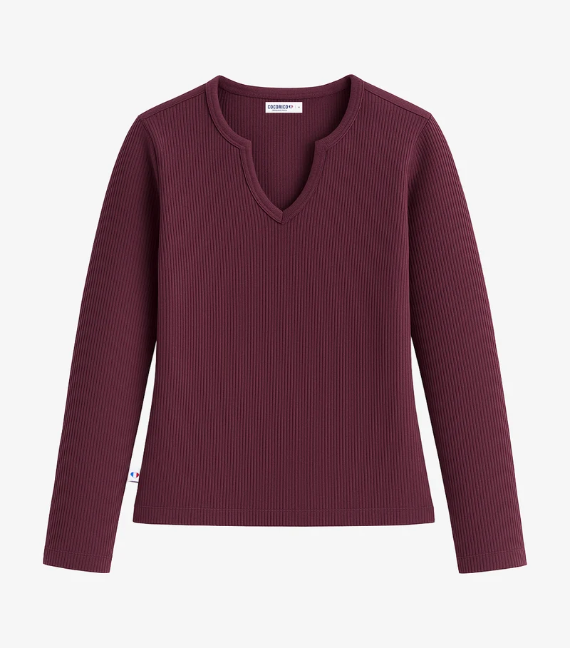 Ensemble Maille Côtelée Femme Bordeaux - Intemporel