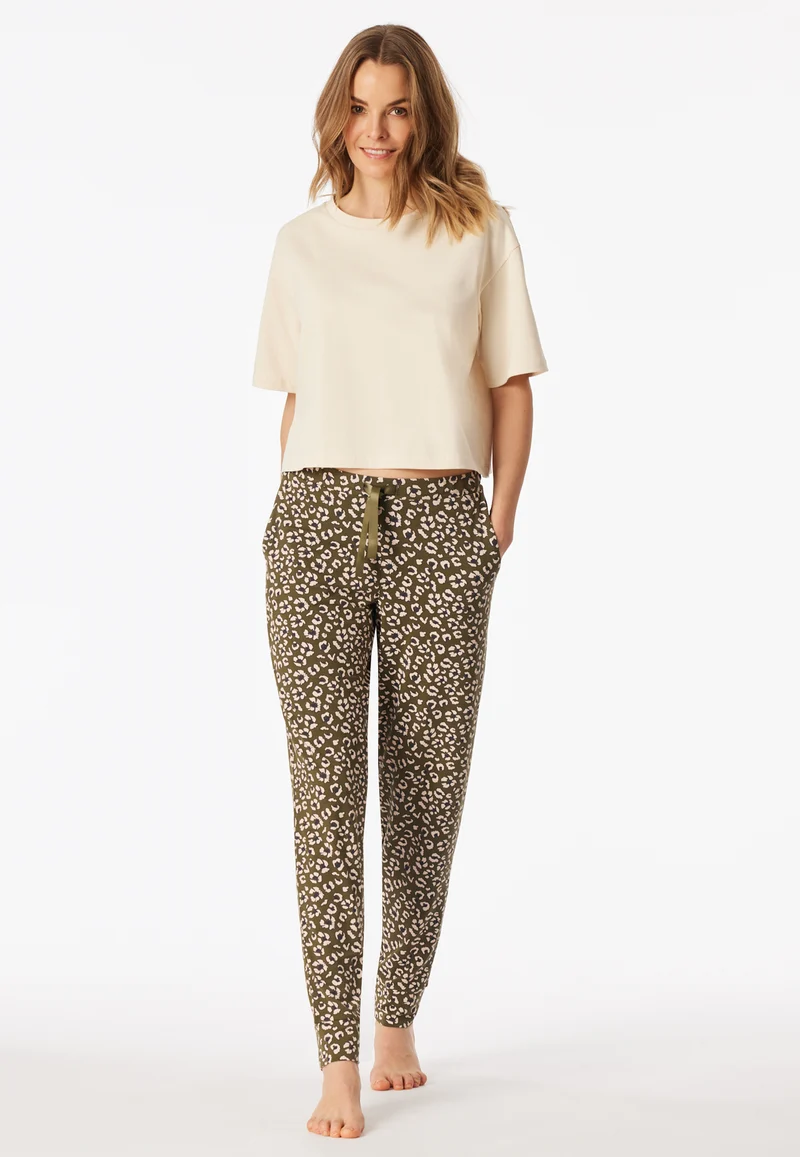Hose mit Bündchen Khaki gemustert - Mix+Relax